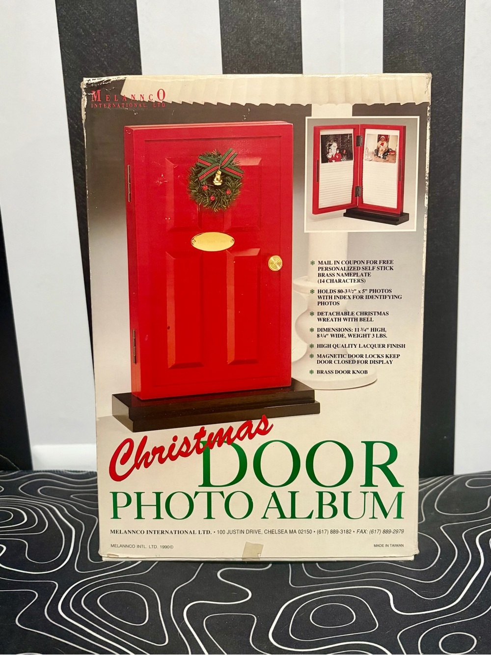 Vintage 1990 Melannco Christmas Door Photo Album Red Wood Holiday Collectible